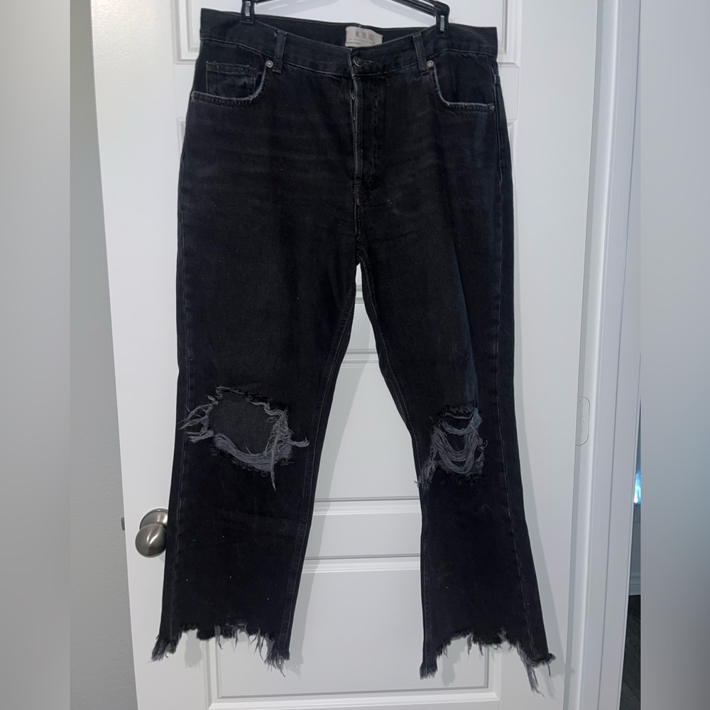 We The Free Black Distressed High Waist Jeans